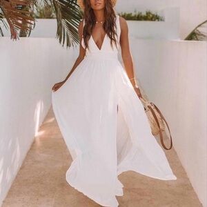 Heavenly Hues White Maxi Dress NWOT